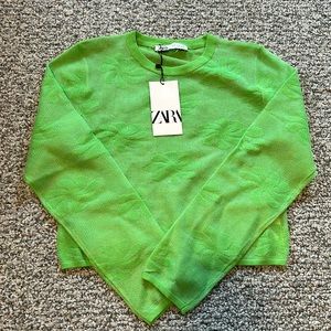NWT Zara cropped sheer long sleeve